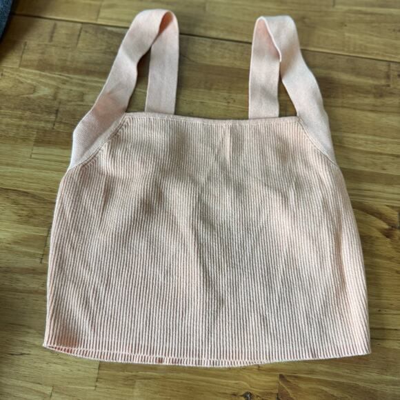 Zara Knit Cropped Square Tank Top Orange Cream Size Small - Picture 2 of 6